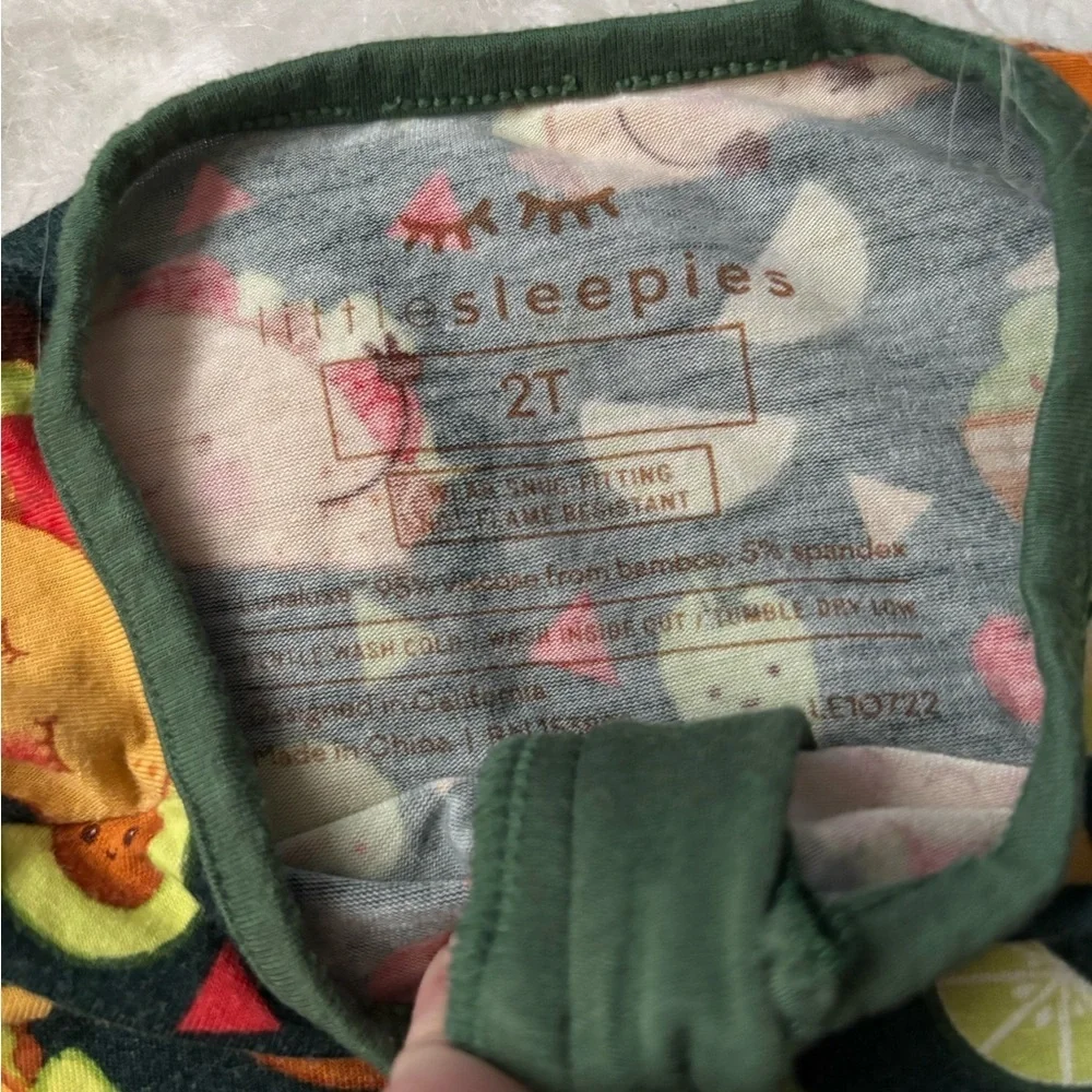 Little Sleepies Dark Green Taco Party Footed One-Piece Zippy Pajamas